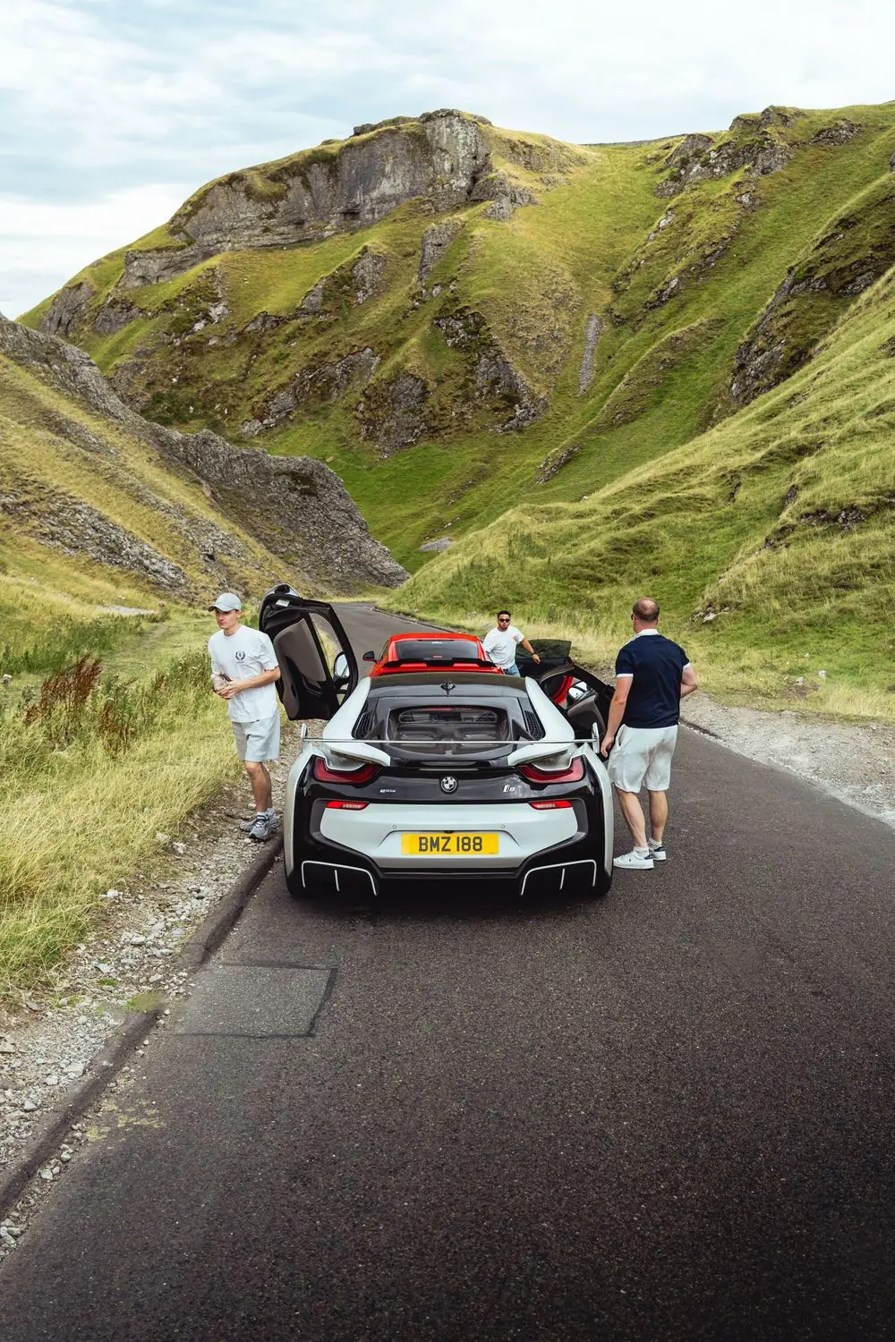 BMW i8 on a hill road