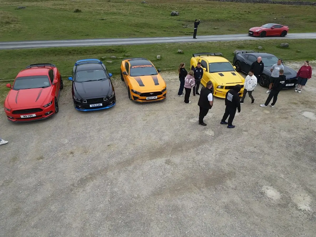 Line of cars from above