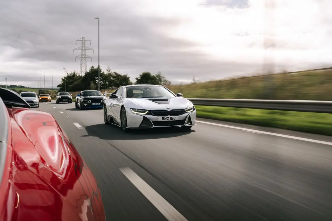 BMW i8 leading the convoy